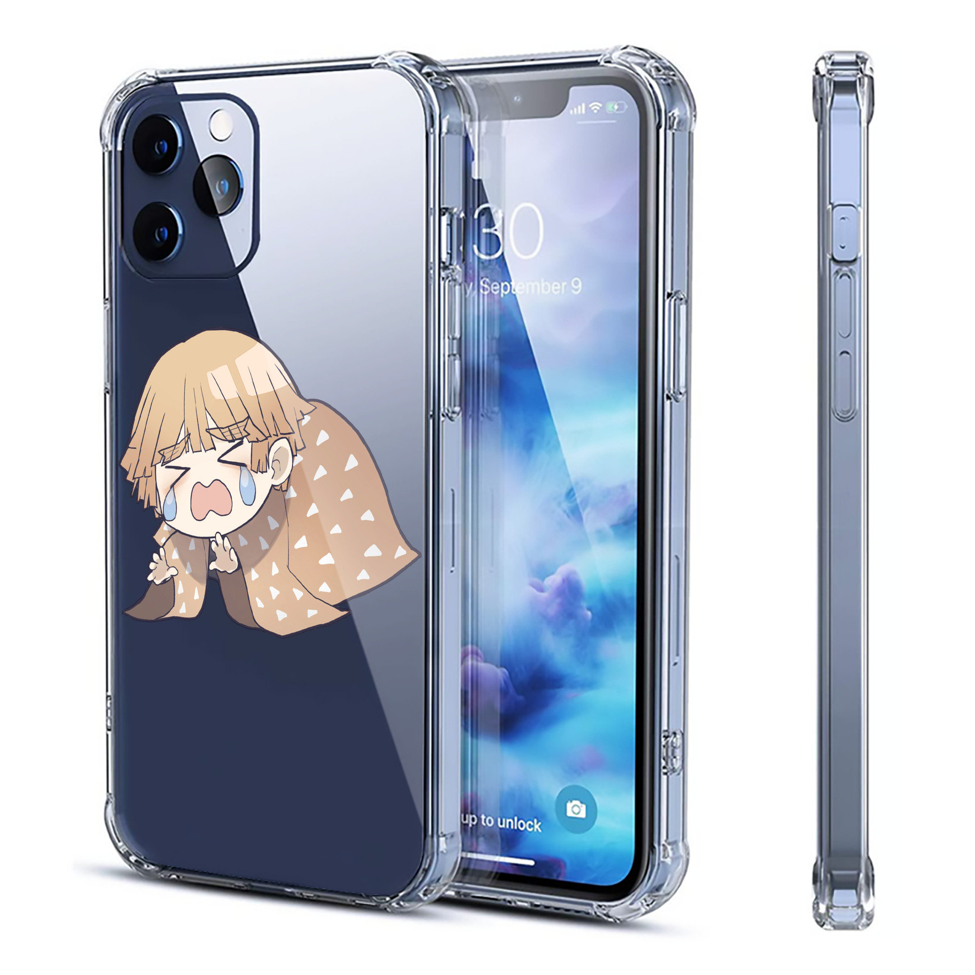 （画像用） 鬼滅の刃（きめつのやいば）我妻 善逸／あがつま ぜんいつ Agatsuma Zenitsu 【iPhone 12シリーズ対応】透明スマホケース（クリアソフトケース）